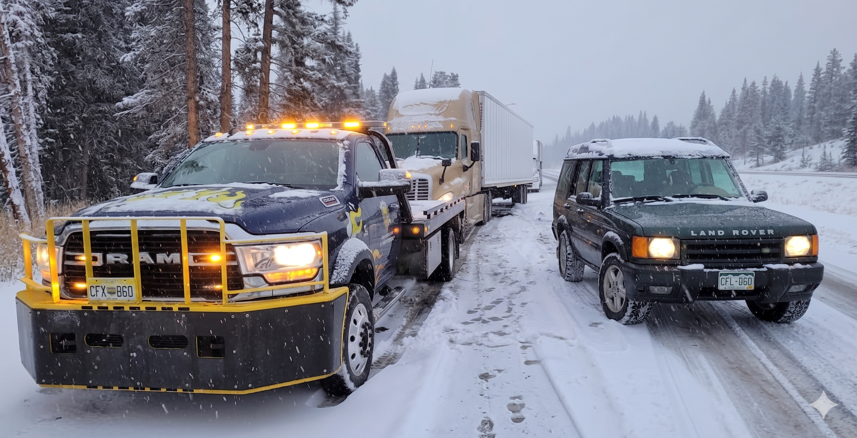 Land Rover Discovery 2 driving in snow and salt